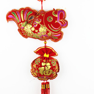  唯诺喜庆用品春节用品-金鱼福财中国结大号 挂件/新居装饰门挂