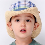韩版夏天儿童太阳帽女童沙滩，帽男潮宝宝帽子遮阳帽婴儿草帽牛仔帽