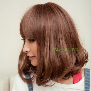 Black hair woman wig wig long Qi Liuhai summer short volumes in PEAR head girls long fluffy wig