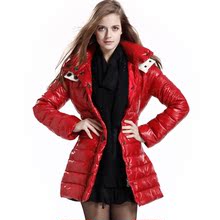 品牌正品女装长款羽绒服潮 韩版修身横格带帽 多色反季清仓大促销