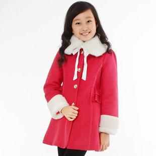  小秘诀 童装 女童韩版加厚 毛呢大衣 儿童公主外套 M003