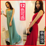2012夏vivi昕薇HM同款纯色女装背心连衣裙长裙波西米亚 拖地长裙