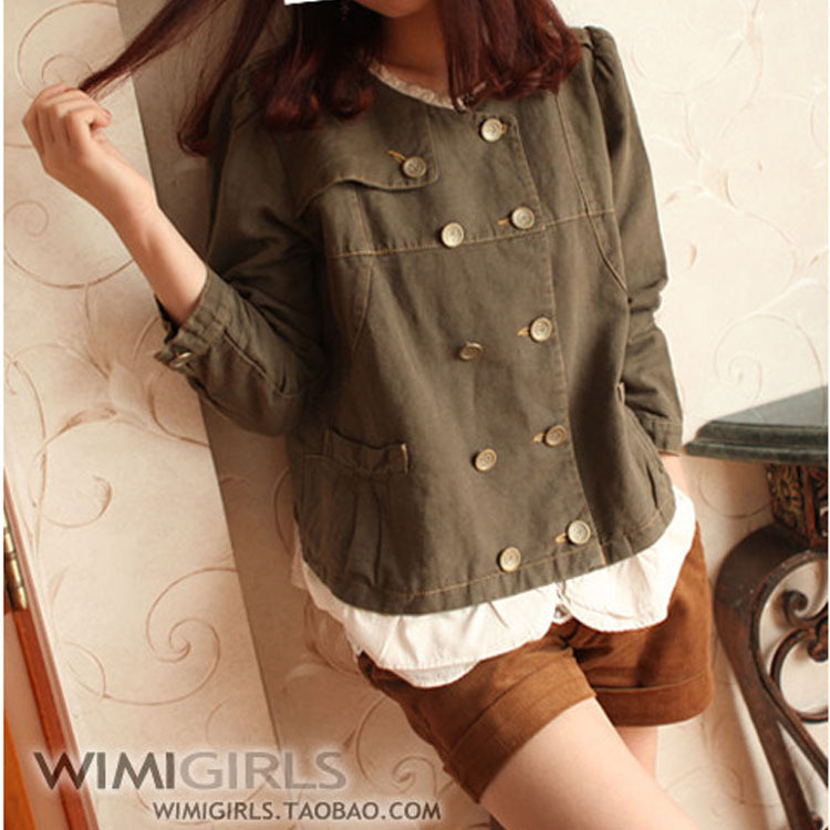 全棉木耳边帆布圆领...