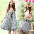 疯狂周末购 LUVIZ璐唯丝 2012夏季新装吊带碎花雪纺连衣裙1123