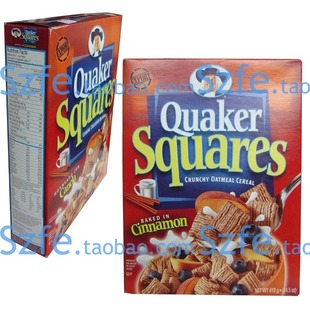  香港代购 美国Quaker Squares Cinnamon 桂格玉桂味燕麦方脆412g