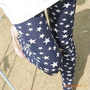  新款 韩版百搭星星 打底裤 九分裤 修身时尚款裤子