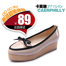 【卡芙琳正品】蝴蝶结糖果色尖头松糕女鞋单鞋CLD271-1