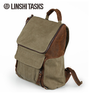  新款正品帆布双肩包男帆布包包男学院风背包英伦复古潮包男包女包
