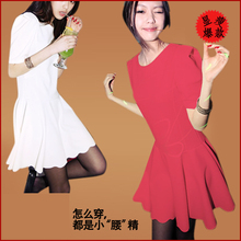 2012夏季新款女装韩国清逸一枝秀同款修身灯笼袖显瘦连衣裙子892