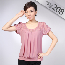 2012夏装新款品质女装镂空时尚<span class=H>雪纺</span>小<span class=H>衫</span><span class=H>专柜</span>正品短袖C1535欧俐达