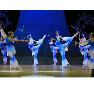 剑舞\/古典舞蓝色演出舞蹈服装\/空谷幽兰