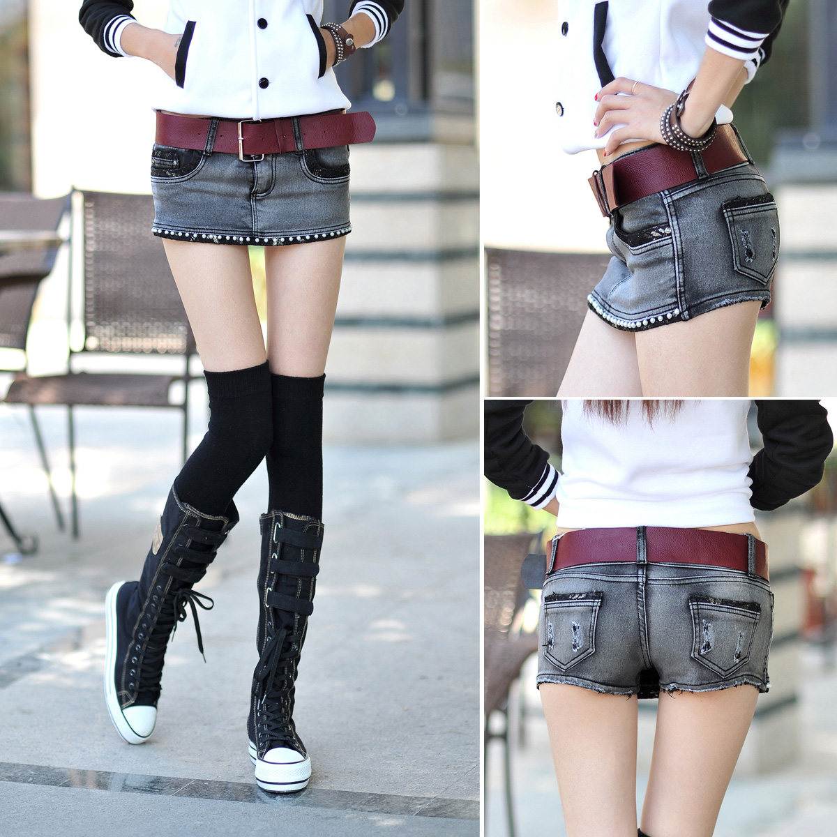 2014新款夏装显瘦牛仔<em>短裤</em>群 <em>女夏黑色</em>修身弹