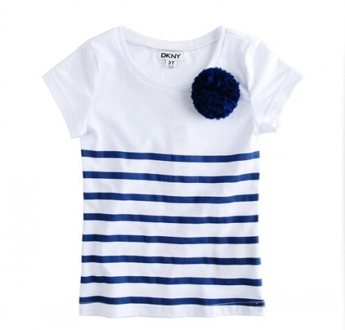 <span class=H>DK</span><span class=H>NY</span><span class=H>原单</span>正品 2012新款 儿童夏装 女童水洗棉条纹花朵短袖T桖
