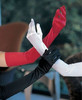 加长红色50-55cm有指光面无装饰婚纱礼服手套，缎面弹性氨纶手套