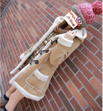 淘宝网保暖外套2011日系甜美女装新品加厚牛角扣麂皮羊羔绒风衣大衣外套
