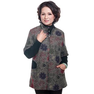  莎瑞中老年服装 品牌女装 春秋装 时尚妈妈装 立领短袖上衣/外套