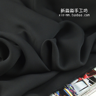 服装DIY布料 雪纺珍珠麻 纯黑色 短裙连衣裙衬衫薄纱略透面布料