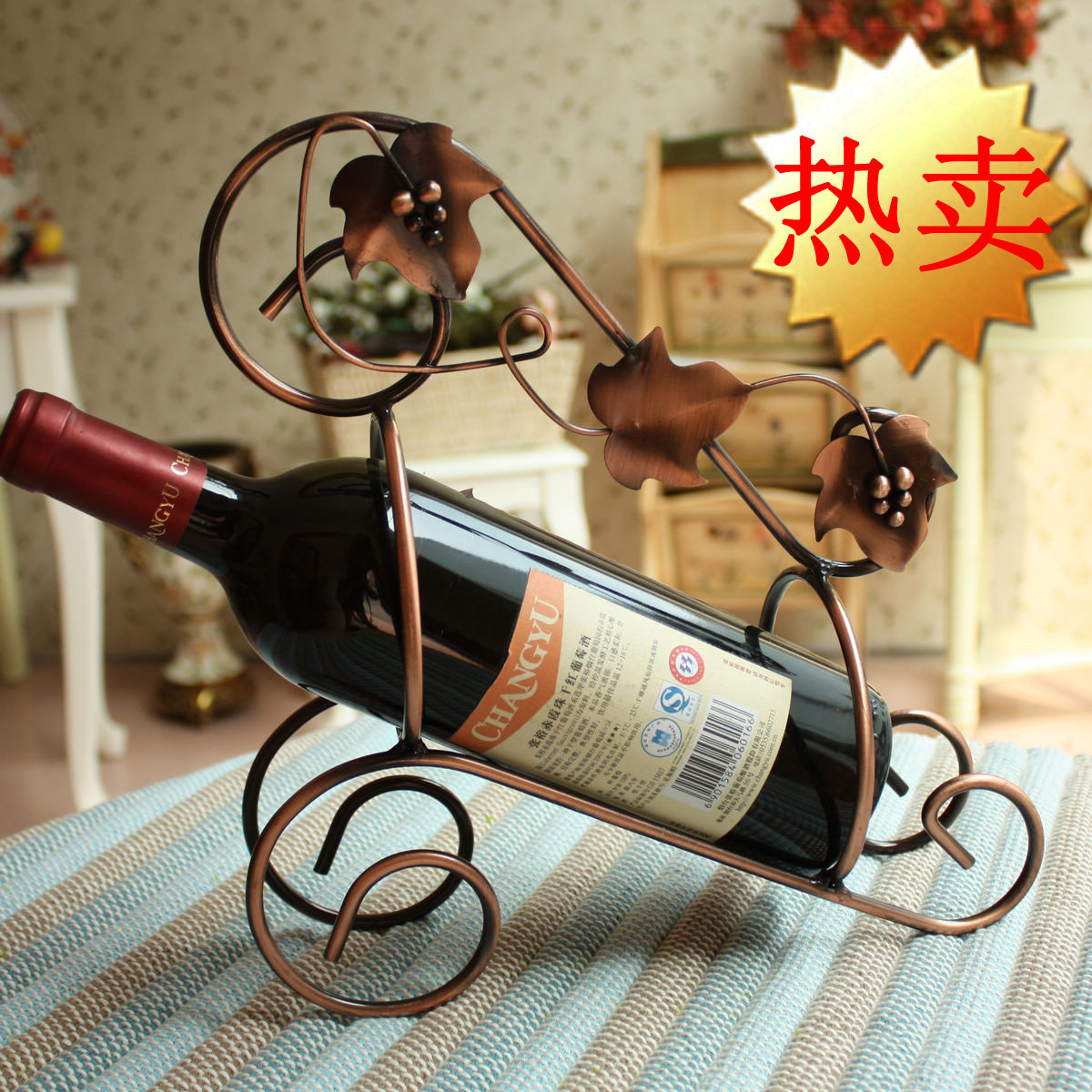 情人节礼物 热卖千件 欧式 复古 古铜色 枫叶 铁艺 红酒瓶架