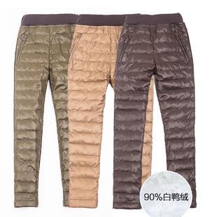  特价女童靴裤小脚裤男童中大童儿童羽绒裤拼接棉绒外穿羽绒裤棉裤