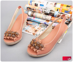  特价包邮夏季新款女正品凉鞋气质坡跟凉鞋鱼嘴凉鞋中跟女凉鞋