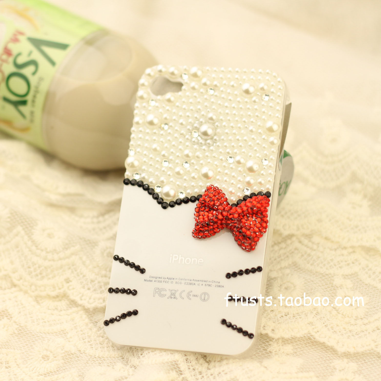 iphone4 S 3GS 手机套 水钻 kitty 外壳 贴钻 手机壳 苹果4代