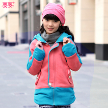 童装 女童 冬装2011女童外套加厚加绒儿童新款韩版开衫长款