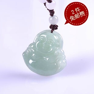 淘金币 天然玉佛天然玉器天然翡翠浅油青笑佛玉挂件 缅甸玉佛-tmall.com天猫