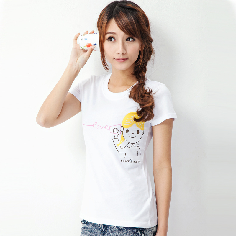 夏白色纯棉短袖头...