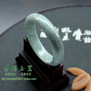  缅甸老坑A货翡翠手镯特大号白色飘花手镯纯天然翡翠玉镯子