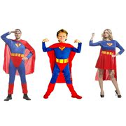 万圣节成人儿童影视服装英雄服装 连体紧身超人服装情侣装亲子装