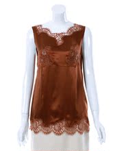 淘宝网欧洲专柜正品 DOLCE&GABBANA 杜嘉班纳 棕色蕾丝雪纺衫