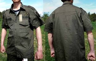 户外军迷军旅风休闲美国军绿101空降师衬衫短袖衬衣男士夏装战术