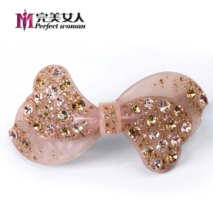  韩版新娘蝴蝶结发饰-头饰 韩国水钻发夹马尾大弹簧夹正品顶夹横夹