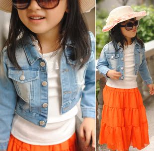  短款牛仔夹克！春装新款儿童装上衣女童牛仔衣牛仔外套牛仔衣