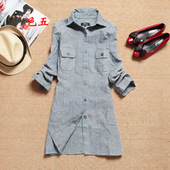 2012 new Amoy gold coins in Europe and America nostalgic linen fabric sleeve Ms. serious code in long-Shirt
