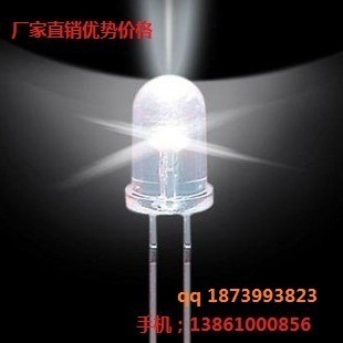 5mm白色高亮f5发光二极管5mm白发白超亮白灯