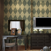 米冠欧式墙纸 复古仿大理石纹菱形壁纸 卧室客厅玄关电视墙纸美式
