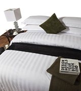 酒店宾馆条纹床上用品床单被套枕套三四件套贡缎条可订做规格加厚