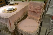 品桌布台布餐桌布椅套，椅垫组合套装，韩式田园甜美蕾丝浪漫粉色促
