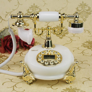 欧式仿古工艺复古酒店家用装饰高档天然玉石固定座机电话机