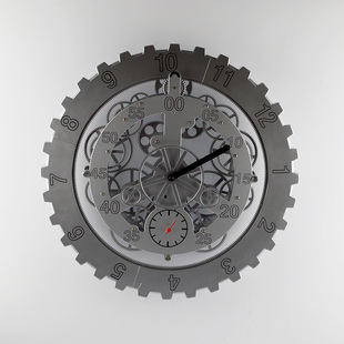 博派德国创意齿轮转动挂钟18寸齿轮，钟创意(钟创意)钟金属(钟金属)面板静音运行挂钟