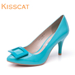 KISS CAT/接吻猫尖头细高跟鞋牛漆皮方扣浅口女单鞋K53171-05