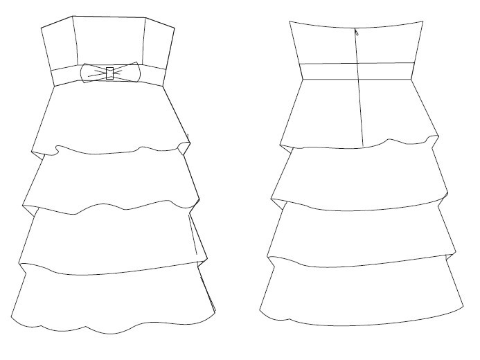 特价纸样burda代购1:1电子服装纸样性感裹胸蛋糕裙226