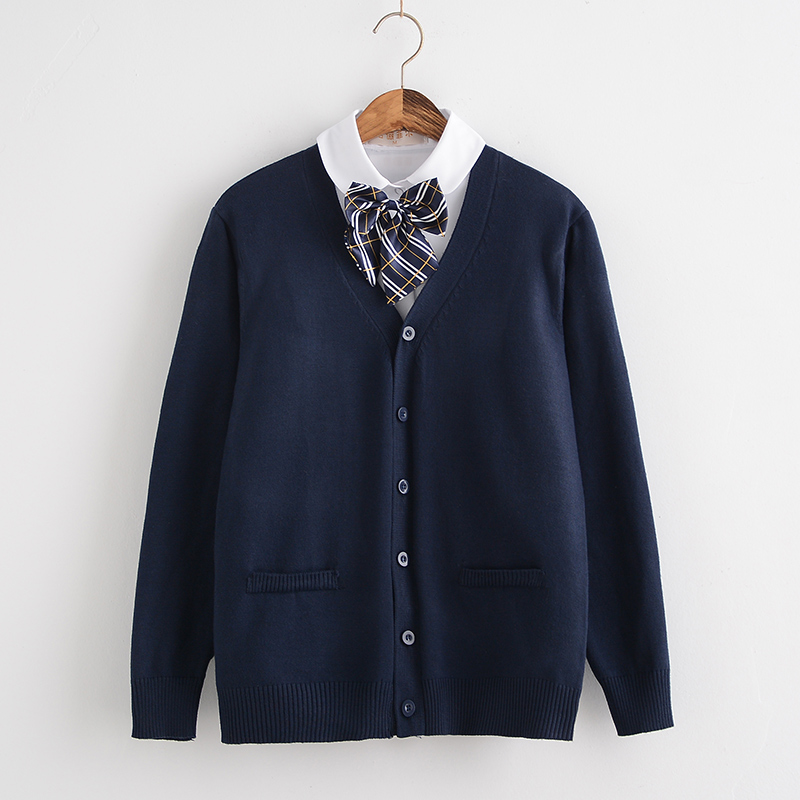 日系开衫毛衣 学院风制服毛衣 长袖V领针织衫 水手服外套针织|ruв категории Женская одежда, свитер - от Buy2taobao.com для оказания профессиональной услуги покупки агента Taobao