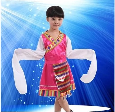 标题优化:新款六一儿童演出服少数民族舞蹈服藏族服装水袖舞台服饰女包邮