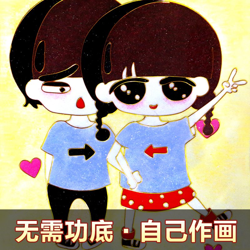DIY Watkins manual Color Decompression Decorative painting lovers Cartoon Valentine's Day customized Cloisonne technologyin the Home accessories , Decorative painting , Paintings category - from Buy2taobao.com to provide professional Taobao agent buy service