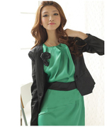 韩版长袖小西装修身女装时尚优雅品质职业外套缎面
