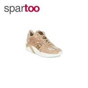 Serafini女鞋子高帮板鞋坡跟米色/金色运动系带意大利品牌