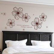 客厅电视背景墙壁壁纸贴画卧室床头，温馨装饰可移除墙贴纸简约花朵