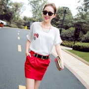 韩版红色包臀裙假两件套女装夏季中长款宽松大码性感雪纺连衣裙